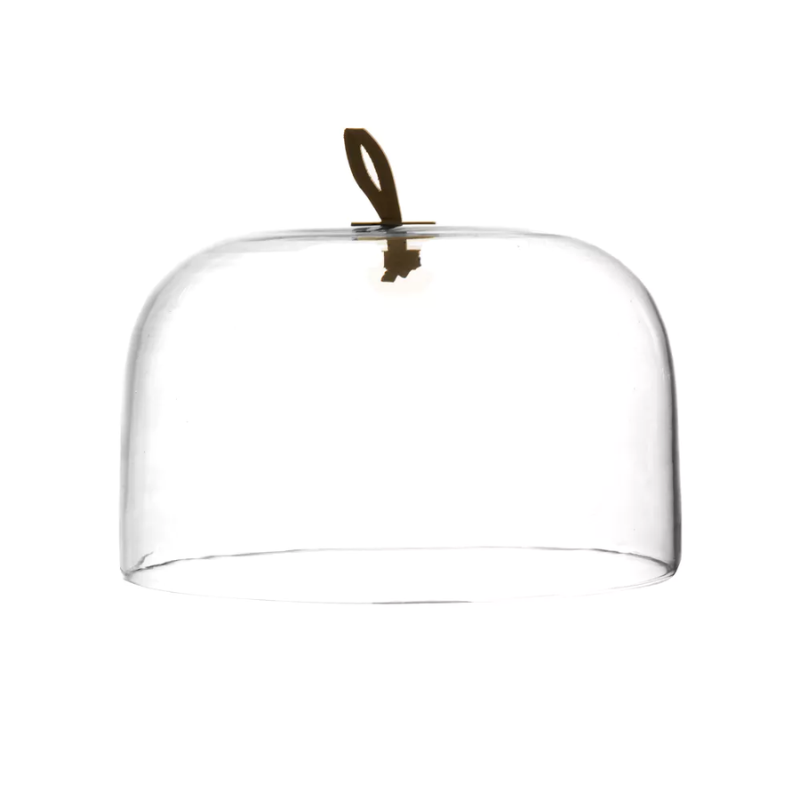 CAROLINA - CLOCHE - VERRE / CUIR - DIA 25 X H 16 CM - NATUREL