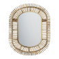 MIROIR SALOME GM OVALE ROTIN ET METAL 83X105 - BLANC D'IVOIRE