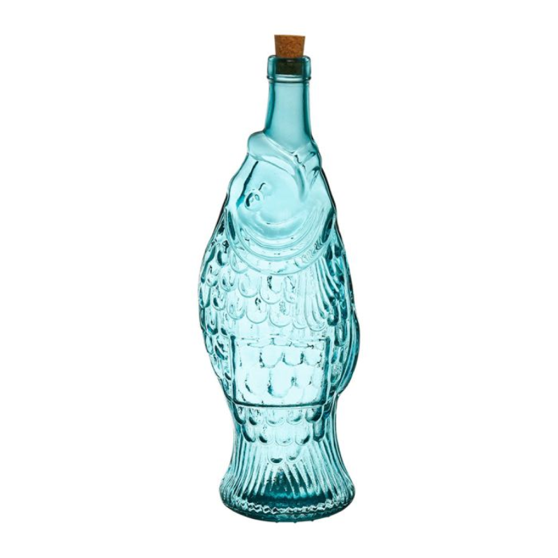 BOUTEILLE POISSON TURQUOISE 1.1L H33CM