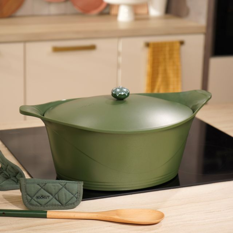 Cocotte Cookut 20 Cm Verte - Fonte Céramique - Compatible Induction