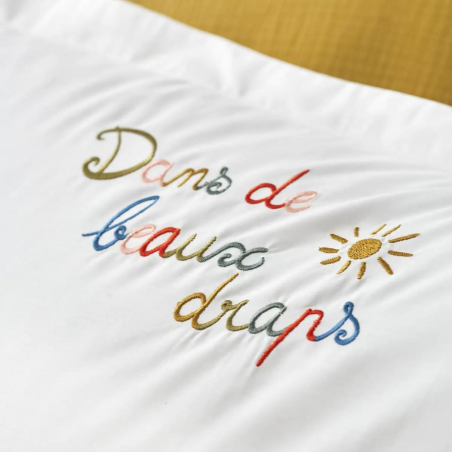 TAIE D'OREILLER BRODEE BEAUX DRAPS SOLEIL