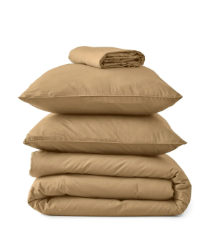 PARURE DE LIT PERCALE LAVEE MARRON CIRE - SYLVIE THIRIEZ