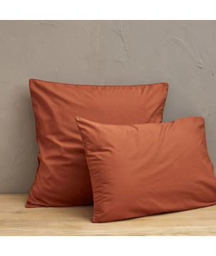 PARURE DE LIT PERCALE LAVEE ORANGE ARGILE - SYLVIE THIRIEZ