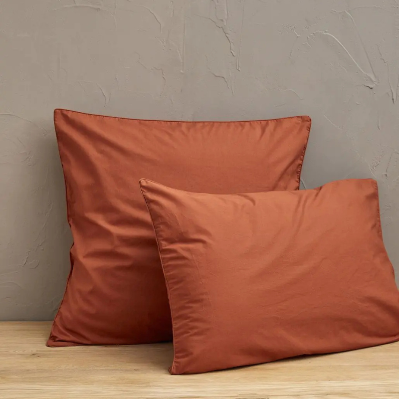 PARURE DE LIT PERCALE LAVEE ORANGE ARGILE - SYLVIE THIRIEZ