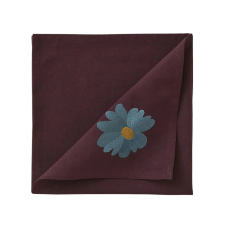 SERVIETTE DE TABLE COUP DE FOUDRE PRUNE  - SYLVIE THIRIEZ