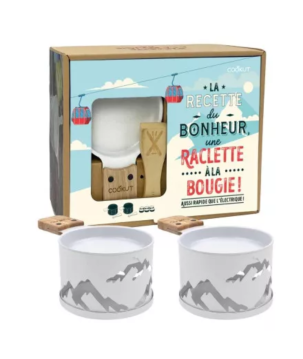RACLETTE A LA BOUGIE X2 GRIS FEUILLES - COOKUT