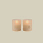 PHOTOPHORE BOUGIE LED X2 GLASS CANDLE BEIGE 6X7CM - UYUNI