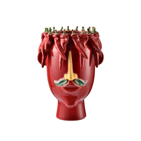 VASE/VISAGE CERAMIQUE BORDEAU "BRASIL"