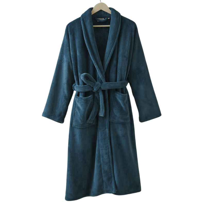 ROBE DE CHAMBRE BLEU PETROLE - SYLVIE THIRIEZ
