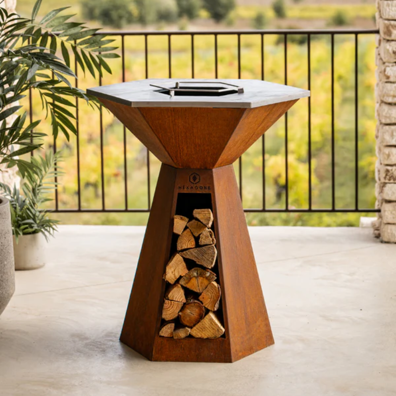 BRASERO-PLANCHA 'FESTIN 105' CORTEN - HEXAGONE BRASERO-PLANCHA 'FESTIN 105' CORTEN - HEXAGONE