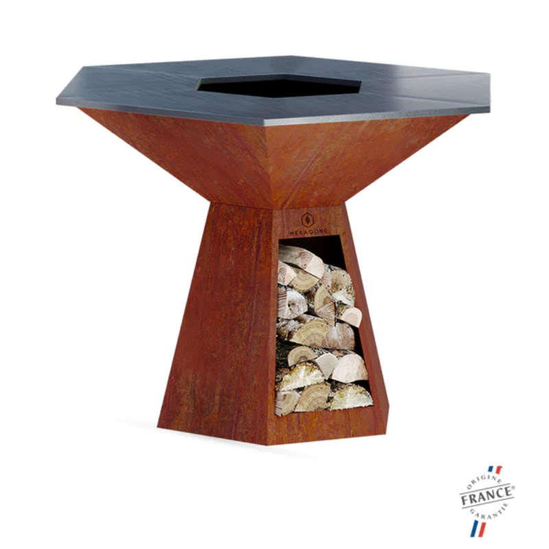 BRASERO-PLANCHA 'GRAND BANQUET 150' CORTEN - HEXAGONE BRASERO-PLANCHA 'GRAND BANQUET 150' CORTEN - HEXAGONE