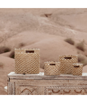 BOUGIE "YARA" RAPHIA/CUIR S ROSE OUD - COTE BOUGIE