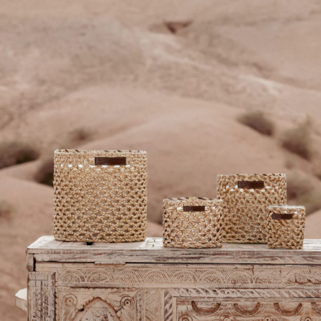 BOUGIE "YARA" RAPHIA/CUIR M ROSE OUD - COTE BOUGIE