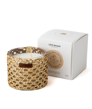 BOUGIE "YARA" RAPHIA/CUIR M ROSE OUD - COTE BOUGIE