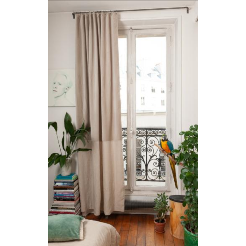 RIDEAU DUO 140X280CM BEIGE VELOURS/LIN - EN FIL D'INDIENNE RIDEAU DUO 140X280CM BEIGE VELOURS/LIN - EN FIL D'INDIENNE