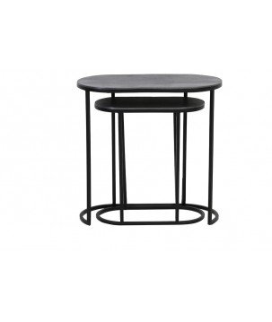 TABLE D'APPOINT S/2 53x26x53 CM BOCOV PLOMB ANTIQUE-NOIR