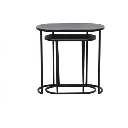 TABLE D'APPOINT S/2 53x26x53 CM BOCOV PLOMB ANTIQUE-NOIR