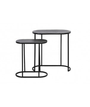 TABLE D'APPOINT S/2 53x26x53 CM BOCOV PLOMB ANTIQUE-NOIR