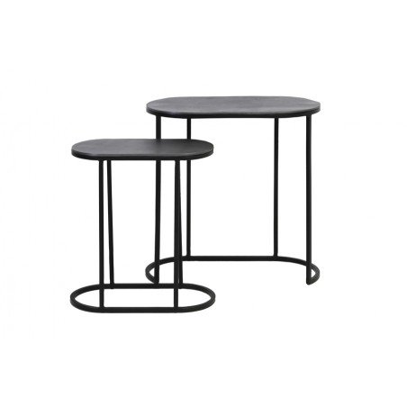 TABLE D'APPOINT S/2 53x26x53 CM BOCOV PLOMB ANTIQUE-NOIR