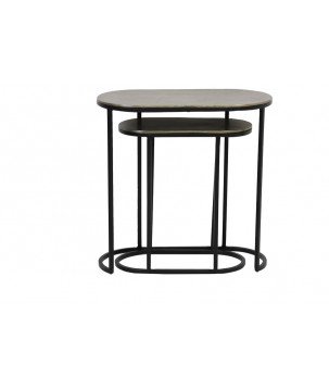 TABLE D'APPOINT S/2 53x26x53 CM BOCOV BRONZE ANTIQUE NOIR