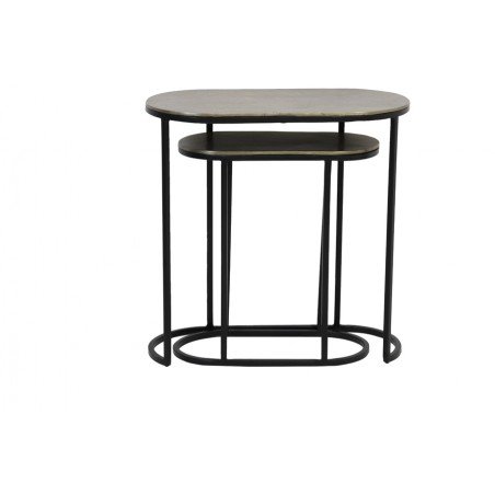 TABLE D'APPOINT S/2 53x26x53 CM BOCOV BRONZE ANTIQUE NOIR