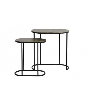 TABLE D'APPOINT S/2 53x26x53 CM BOCOV BRONZE ANTIQUE NOIR