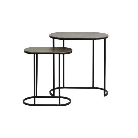 TABLE D'APPOINT S/2 53x26x53 CM BOCOV BRONZE ANTIQUE NOIR
