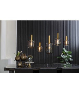 LUSTRE SUSPENDU 5L 110x22x32 CM LEKAR BRONZE ANTIQUE + VERRE FUME