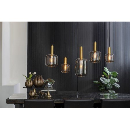 LUSTRE SUSPENDU 5L 110x22x32 CM LEKAR BRONZE ANTIQUE + VERRE FUME