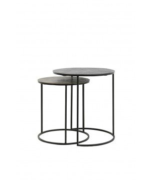 TABLE D'APPOINT RENGO - Noir - Ø49+Ø41 CM