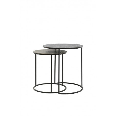 TABLE D'APPOINT RENGO - Noir - Ø49+Ø41 CM