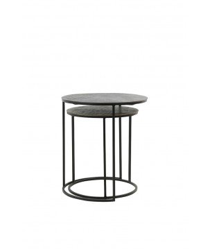 TABLE D'APPOINT RENGO - Noir - Ø49+Ø41 CM