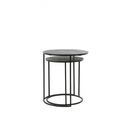 TABLE D'APPOINT RENGO - Noir - Ø49+Ø41 CM