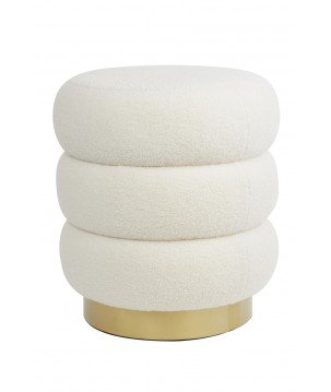 Pouf Kimi - Blanc/Or - Ø40cm
