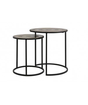 Table d'appoint Kome - Noir/Bronze antique - Ø50cm