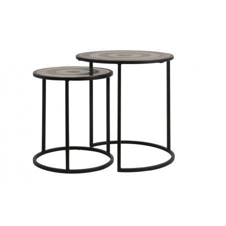 Table d'appoint Kome - Noir/Bronze antique - Ø50cm