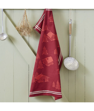 TORCHON JACQUARD COEUR VALLEE ROUGE- SYLVIE THIRIEZ
