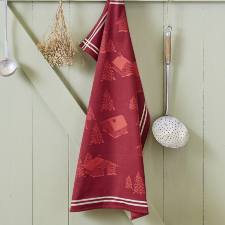 TORCHON JACQUARD COEUR VALLEE ROUGE- SYLVIE THIRIEZ