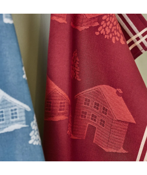 TORCHON JACQUARD COEUR VALLEE ROUGE- SYLVIE THIRIEZ