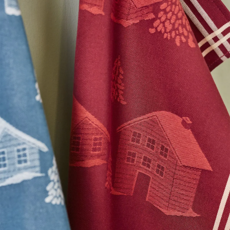 TORCHON JACQUARD COEUR VALLEE ROUGE- SYLVIE THIRIEZ