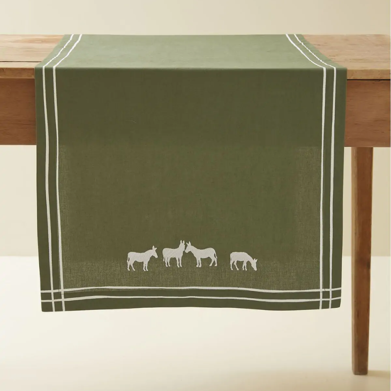 CHEMIN DE TABLE 50X150 RDV AU PRE KAKI  - SYLVIE THIRIEZ