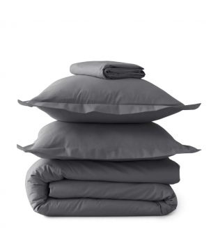 PARURE DE LIT PERCALE DE COTON "BASALT" SYLVIE THIRIEZ