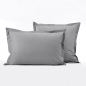 PARURE DE LIT PERCALE DE COTON "GRIS GALET"  SYLVIE THIRIEZ