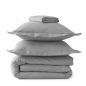 PARURE DE LIT PERCALE DE COTON "GRIS GALET"  SYLVIE THIRIEZ