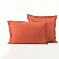 PARURE DE LIT PERCALE DE COTON "ORANGE ETINCELLE"  SYLVIE THIRIEZ