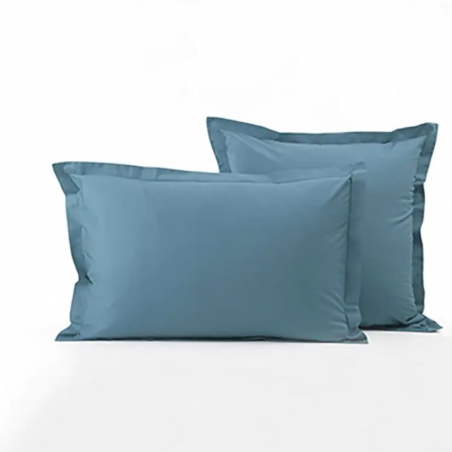 PARURE DE LIT PERCALE DE COTON "BLEU VAGUE"   SYLVIE THIRIEZ