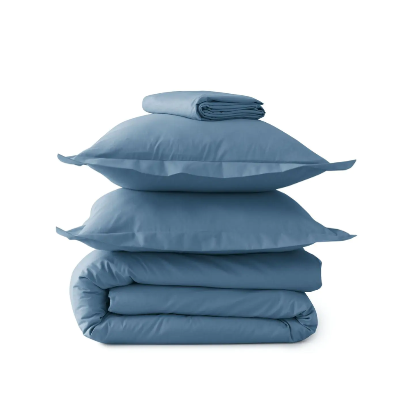 PARURE DE LIT PERCALE DE COTON "BLEU VAGUE" SYLVIE THIRIEZ PARURE DE LIT PERCALE DE COTON "BLEU VAGUE" SYLVIE THIRIEZ