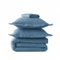 PARURE DE LIT PERCALE DE COTON "BLEU VAGUE"   SYLVIE THIRIEZ