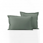 PARURE DE LIT PERCALE DE COTON "VERT ALLIGATOR" SYLVIE THIRIEZ