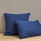 PARURE DE LIT PERCALE LAVEE "BLEU CHAUFFE"' - SYLVIE THIRIEZ